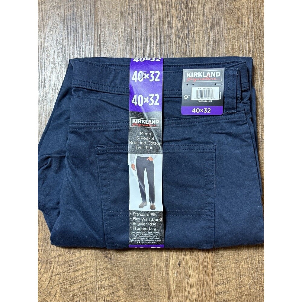 KIRKLAND SIGNATURE MEN'S 5 POCKET BRUSHED COTTON PANTS (UNION BLUE) 40WX30L NWT